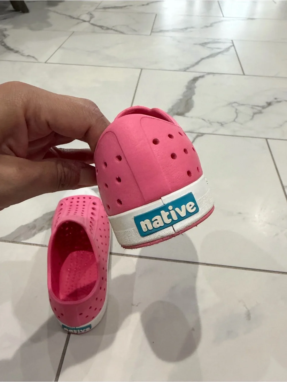 Native Kids Slip-On Water Shoe in Bright Pink with White Toe